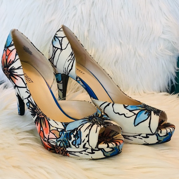 Nine West Shoes - Nine West 🌸 Constance Multi Floral Heel Peep Toe